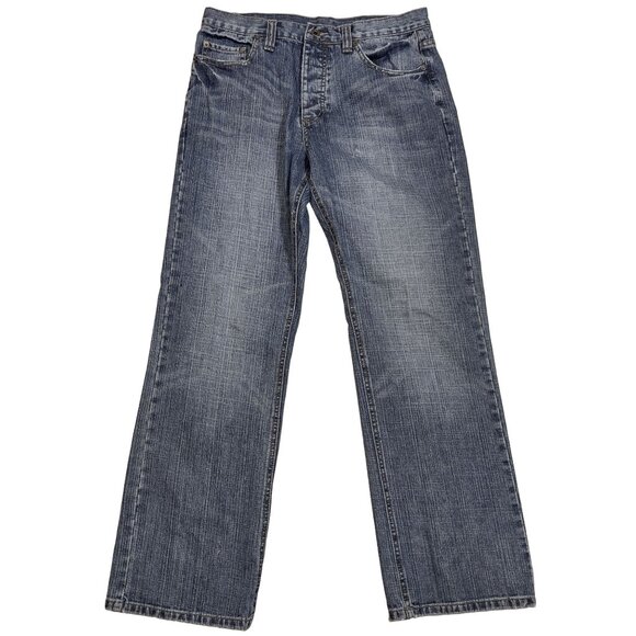 J Ferrar Mens Jeans Button Fly Wide Leg Relaxed Medium Wash Size 32x32 - Picture 1 of 7
